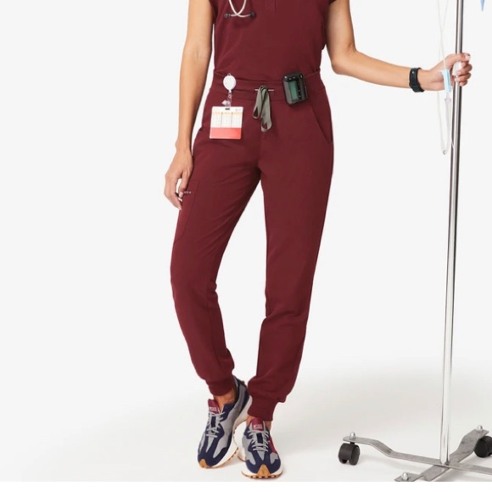 Figs burgundy jogger scrub pants